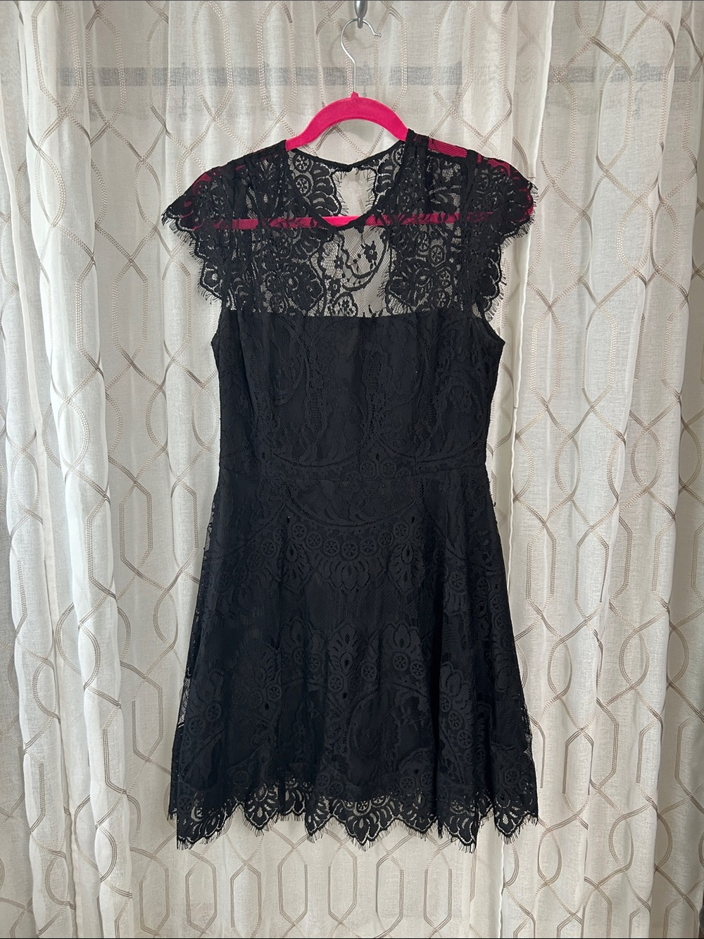 BB Dakota Black Lace Mini Dress with Cap Sleeves